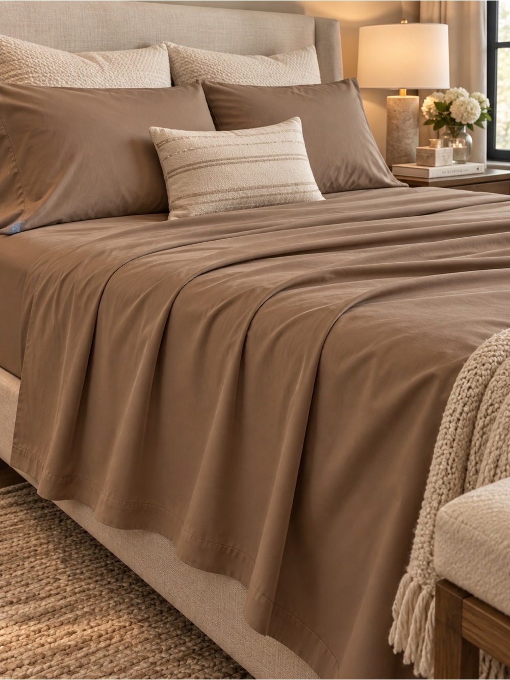 1500 Thread Count Full/Queen Flat Sheet - Brown NEW IN BOX